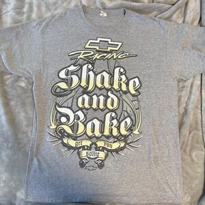Vintage Chevrolet Racing "Shake and‎ Bake Get You Some" Gray Graphic Tee Lg
